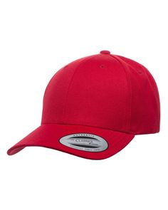 Premium Curved Visor Snapback - RED - OS | Yupoong Premium Curved Visor Snapback Cap in Red | Acrylic Blend Snapback Cap, Wool Blend, Hats, Free Shipping, Red, Color