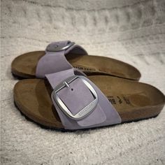 New Without Box Size 37 Purple/Silver Birkenstock Madrid Big Buckle, Birkenstock Madrid, Birkenstock, Women's Shoes Sandals, Madrid, Shoes Sandals, Buckle, Sandals, Women Shoes