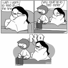 a comic strip with an image of a woman laying in bed and the caption reads,