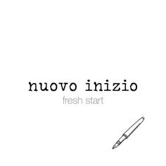 a black and white photo with the words nuovo inizio fresh start on it