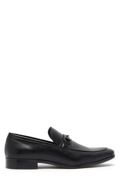 A tonal bit strap adds to the sophisticated style of this versatile loafer. Round toe Bit strap detail Slip-on Manmade upper and sole Imported Classic Loafers With Metal Pin Buckle For Business, Classic Formal Loafers With Metal Pin Buckle, Business Leather Loafers With Metal Pin Buckle, Business Loafers With Buckle Closure And Slip-on Design, Bit Loafers, Sophisticated Style, Loafers Men, Rush, Nordstrom Rack