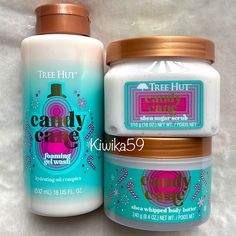 New Never Been Used Tree Hut Candy Cane Bundle Included: -Foaming Gel Wash 18 Fl Oz. -Shea Sugar Scrub 18 Oz. -Shea Whipped Body Butter 8.4 Oz. Scent: Peppermint Layered With Creamy Caramel And Sweet Vanilla Body Wash Tree Hut, Tree Hut Christmas Set, Candy Cane Body Wash, Tree Hut Christmas Scrubs, Candy Cane Tree Hut, Tree Hut Body Scrub Christmas, Tree Hut Set, Tree Hut Body Scrub Collection Aesthetic, Tree Hut Christmas