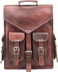 This Handmade Brown Vintage Leather Laptop Messenger Bag Backpack is crafted with quality and designed for durability. Featuring a classic and stylish look, it offers ample storage space for your laptop and other essentials. Stay organized and make a statement with this versatile bag. Dimensions : (approx) 16 X 12 X 5 inch. (height , breadth, inner depth ) - 40.64 cm X 30.48 cm X 12.7 cm . 36 inch shoulder drop (72 inch / 180 cm adjustable sling) Slightly Varies As each Bag Handmade. 2in1 Bag Co Classic Backpack With Flap For Everyday Use, Classic Flap Backpack For Everyday Use, Classic Backpack With Flap For Daily Use, Classic Flap Backpack For Daily Use, Classic Rectangular Travel Backpack, Vintage Rectangular Leather Backpack For On-the-go, Classic Rectangular Leather Backpack With Adjustable Strap, Classic Leather Flap Backpack For Daily Use, Vintage Rectangular Backpack With Leather Lining