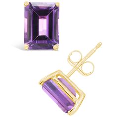 in stock Amethyst Studs, Purple Earrings, 50th Gifts, Fine Jewellery Earrings, Beauty Gift, Emerald Cut, Light Up, Perfume Bottles, Gold Rings