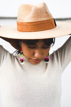 Born from earth and hand woven by our artisan Luis Roberto Valdés from Jaracuaro Michoacán Mexico. Our Indiana hat is medium depth with a flat brim and individually hand crafted. One-of-a-Kind. Your Purchase supports artisans craft and families ! Artisan Woven Fedora Panama Hat, Handwoven Fedora With Flat Brim In Toquilla Straw, Handwoven Flat Brim Fedora In Toquilla Straw, Handwoven Toquilla Straw Fedora With Flat Brim, Handwoven Toquilla Straw Panama Hat, Artisan Woven Panama Hat With Short Brim, Handwoven Brimmed Toquilla Straw Hat, Bohemian Palm Leaf Boater Hat With Short Brim, Handwoven Toquilla Straw Brimmed Hat