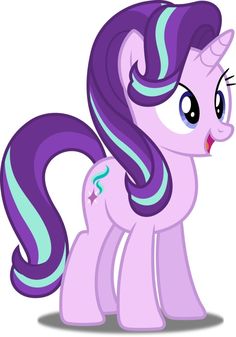 a pony with purple hair and blue eyes