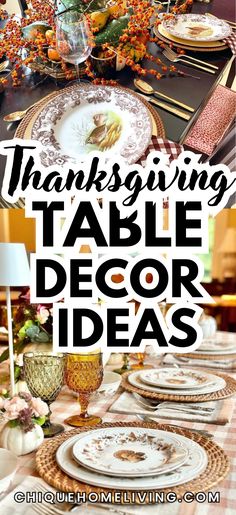 thanksgiving table decor ideas with text overlay