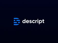 the logo for descript is shown on a dark background