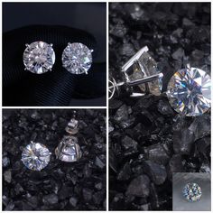 14K White gold 8Ct Round Cut D Color Moissanite Earring Engagement Earring and Wedding Earring Girlfriend Gift #WhiteDColor #14kWhiteGold Wedding Earring, Engagement Earrings, Synthetic Diamond, Red Rose Flower, Moissanite Earrings, Pretty Rings, Girlfriend Gift, Real Diamonds, Wedding Earrings