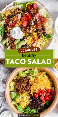 the healthy taco salad is ready to be eaten