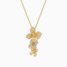 Effy D'oro 14 Karat Brushed Yellow Gold Diamond Flower Pendant Diamond Flower Pendant, Effy Jewelry, Diamond Flower, Drop Pendant, Flower Pendant, Gold Yellow, Gold Diamond, Yellow Gold, Pendant Necklace