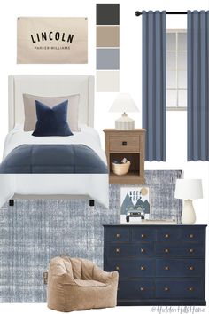 Navy boys bedroom decor Bedroom Ideas Navy Blue, Bedroom Ideas Navy, Blue Boys Room, Simple Bedroom Ideas, Tilly Upholstered Bed, Brothers Room, Toddler Boy Room Decor