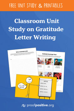 classroom unit study on gratitude letter writing with the text, free unit study & printables