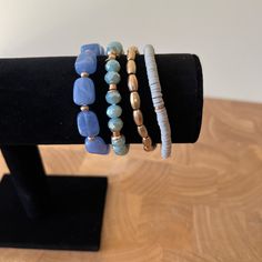 Brand New And Never Worn Blue Tone Bracelet Stack. Perfect Condition. Bohemian Blue Bracelets For Everyday, Blue Adjustable Everyday Bracelets, Casual Blue Everyday Bracelets, Casual Blue Stretch Bracelet For Everyday, Casual Light Blue Everyday Jewelry, Bohemian Blue Stretch Bracelet For Everyday, Casual Light Blue Bracelets For Everyday Wear, Casual Light Blue Bracelets For Everyday, Trendy Blue Everyday Jewelry