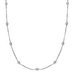 Diamonds by The Yard Bezel-Set Necklace 14k White Gold (3.50ct) - Allurez.com Allurez Jewelry, Diamonds By The Yard, Bezel Set Necklace, Pendant Designs, Diamond Chain Necklace, White Gold Chains, Necklace Diamond, Classic Necklace, Bezel Set Diamond