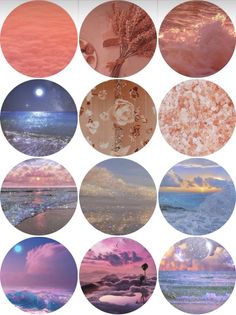 a series of nine images with different colors and shapes in the middle one is an ocean