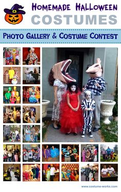 the front cover of homemade halloween costumes photo gallery and costume contest, with photos of children in costumes