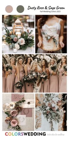 a collage of photos with flowers and greenery on them, including roses in the middle