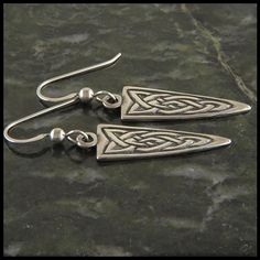 Sterling Silver Celtic Earrings Stephen Walker, Artists Studio, Dagger Earrings, Celtic Earrings, Celtic Knotwork, Classic Elegant, Lost Wax, Artist Studio, Jewelry Pieces