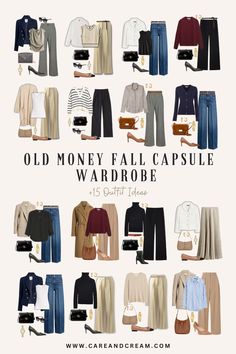 Discover the timeless elegance of an old money fall capsule wardrobe with this must-read blog post! Elevate your fall style with these fall wardrobe essentials that embody the old money fall aesthetic. Get inspired by this old money fall wardrobe and 15 classy outfit ideas! Plus: old money fall outfits, cute fall outfits, old money fall fashion. Budget Capsule Wardrobe Fall, Classic Work Capsule Wardrobe, Fall Outfit Work Office Chic, Capsule Fall Outfits, Old Money Work Outfits Fall, Old Money Fall Style, Old Money Mom Style, Timeless And Classy Outfits, Sophisticated Capsule Wardrobe