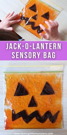 jack - o - lantern sensory bag for kids to make it looks like they're