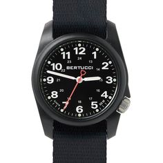 Bertucci A-1R Field Comfort Black | Watches.com Mens Watches Military, Field Watches, Vintage Pocket Watch, Modern Watches, G Shock Watches, Band Merch, Watch Sale, Black Watch, Metal Bands