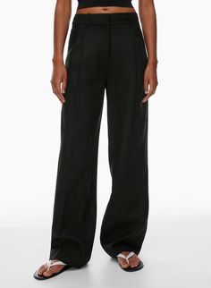 THE EFFORTLESS PANT™ NEW LINEN | Aritzia Effortless Pant, Knife Pleats, Woven Texture, High Rise Pants, Bike Shorts, Summer Shorts, Wide Leg Trousers, Shirt Jacket, Denim Skirt