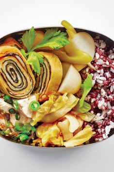 a bowl filled with different types of food