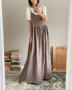 Women's Linen Dress ELENA LONG - Etsy Casual Linen Maxi Dress With Adjustable Straps, Beige Linen Dresses With Adjustable Straps, Casual Brown Linen Maxi Dress, Spring Linen Maxi Dress, Flowy Fit, Spring Cottagecore Linen Dress, Casual Linen V-neck Maxi Dress, Relaxed Fit V-neck Linen Dress, Relaxed Fit A-line Linen Maxi Dress, Linen Wrap Dress