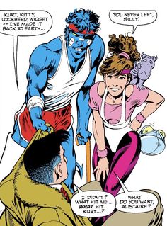 a comic page with an image of a blue man and woman talking to each other