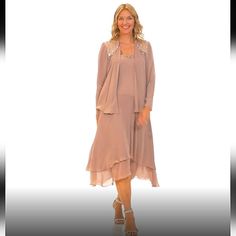 18w Slny Fashions Womens Plus Size Two-Piece Dress | With Long-Sleeve Embellished Jacket. Color Is Cashmere. I Have An 18 Available In A Separate Listing If You're Interested. Gorgeous For Mother Of The Bride, Cocktail Or Any Special Occasion. Dress, Formal Dress, Special Occasion Dress, Fully Lined Dress, T Length Formal Dresses, Lace Dress, Cocktail Dress, Two Piece Jacket Dress. Traditional Mother Of The Bride, Mother Of The Groom, Fit And Flare Dresses, Party Dress, Guest Of The Wedding, Ill Spring Mother Of The Bride Dressy Dress, Elegant Long Sleeve Summer Mother Of The Bride Dress, Formal Dresses Lace, Fit And Flare Dresses, Flare Dresses, Dress Traditional, Long Blue Dress, Sequin Formal Dress, Embellished Jacket