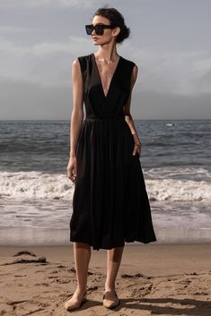 DEVON DRESS - BLACK - Heidi Merrick Tea Length Skirt, Tea Length, The Wind, Devon, Deep V, Criss Cross, Dress Black, Open Back, Black Dress