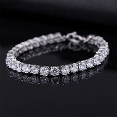 SIPENGJEL 4mm Cubic Zircon Crystal Tennis Bracelets For Women Man Iced Out Round Stone Chain Men's Iced Chain, Couples Jewelry, Color Bracelet, Gold And Silver Bracelets, Cubic Zirconia Bracelet, Luxury Bracelet, Trendy Bracelets, Bracelet Shop, Jewelry Bracelets Silver