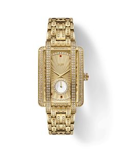 Understated glamor served with a twist. Mink has a unique 28 MM rectangular case, 12 rubies marking the hours, one set on the crown, and 505 diamonds set across the timepiece, totaling 2.53 carats. Crafted in durable 18K gold-plated stainless steel and finished with an invisible clasp, a mother-of-pearl subdial, and the individual production number engraved on the case. The timepiece includes an exclusive PS storage box and four year Platinum Warranty coverage. Gold Diamond Watches, Ruby Set, Gold Plated Watch, Women Diamond, Feminine Design, Stainless Steel Band, Diamond Watch, Girl Wallpaper, Stainless Steel Watch