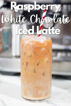 This Raspberry and White Chocolate Iced Latte has become our favorite drink this season. Raspberry syrup and delicious white chocolate sauce create a fantastic coffee flavor! Raspberry Coffee Drink, Chocolate Coffee Recipes, Chocolate Coffee Drinks, Iced White Chocolate Mocha, White Chocolate Syrup, Iced Latte Recipe, Raspberry And White Chocolate, Raspberry Coffee, Drinks Starbucks