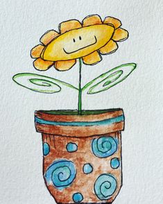 a drawing of a flower in a pot