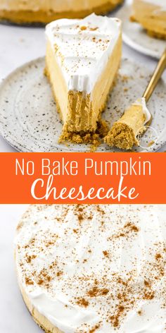 no bake pumpkin cheesecake on a plate