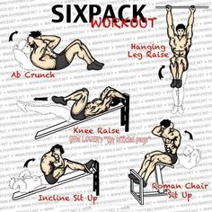 an image of a man doing exercises on his cell phone with the text six pack workout