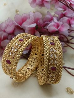 Handmade item Openable Ethnic Kemp Bangle Set, Gold Plated bangle, Polki Ruby stoneBangle, Bangle/gold bangles Indian online/gold bangles design pakistan Dispatching time 10 to 12 days Inspired from the film Padmavat Screw lock bangles with ruby detailing in royal rajwadi style size  All Size Available  2.6 Fashion Empire Studio gives you new look, Made of high quality material(s).  This is very Designer, Tradition Kada . Every Women wants Wear Something new and Stylish Items so this is only for u. Its A Choice Of Many Bollywood Celebrities. Trust me, it is more Beautiful in Real another the Picture  Designed By Master Craftsmen. Based On Indian beautiful Jewelry with a touch of the a contemporary art. Close Up Pictures Taken To Show Details In Item, So Item May Looks Larger. Please Read A Elegant Bangle With Zari Work, Elegant Ceremonial Bangle With Zari Work, Elegant Diwali Bracelets With Zari Work, Elegant Zari Work Bangle For Ceremonial Occasions, Elegant Zari Work Bangle, Festive Zari Work Bangle Bracelets, Temple Jewelry Bangle With Stone Work For Diwali, Festive Temple Jewelry Bangle With Stone Work, Heavy Cuff Bracelet For Festivals