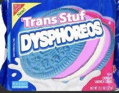 a bag of oreos with the words trans stuff dysphores on it