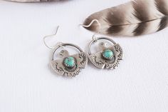 These thunder bird earrings feature a Kingman turquoise stone and hand stamped designs. At 1 inch in size these fun boho chic earrings are playful and fun to wear. Although you will feel them in your ears they are comfortable enough to wear all day. Each turquoise is different and the photo is only an example of the stone used. Although we try to keep the tone the same our supplier doesn't always have the color we used for this prototype. Please know we only buy the best natural turquoise for yo Handmade Southwestern Style Jewelry, Handmade Southwestern Style Everyday Jewelry, Everyday Bohemian Nickel Free Earrings, Bohemian Hand Stamped Jewelry For Everyday, Rustic Turquoise Nickel Free Earrings, Rustic Turquoise Earrings For Gift, Bohemian Hand Stamped Jewelry, Bohemian Stamped Dangle Jewelry, Bohemian Stamped Earrings