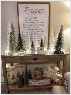 Winter Home Decor Table - Amazon.com, one of the world's largest retailer. Visit now to find what you are looking for. Affordable Christmas Trees, Christmas Decor With Trees, White Country Christmas Decor, Entryway Christmas Tree Modern, Green White And Wood Christmas, Entrance Table Christmas Decor Ideas, Christmas Decorations 2022/2023, Boho Beach Christmas, Ledge Christmas Decorating Ideas