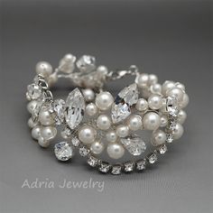 Cuff Bracelet Bridal Bracelet Pearl Wedding Bracelet Wide Swarovski Crystal Bracelet Rhinestone Bracelet Swarovski Bridal Jewelry by adriajewelry on Etsy https://www.etsy.com/listing/287614395/cuff-bracelet-bridal-bracelet-pearl Wedding Cuff Bracelet, Bridal Cuff Bracelet, Pearl Drop Earrings Bridal, Bridal Cuff, Bridal Bracelet Pearl, Pearl Bracelet Wedding, Wedding Cuff, White Pearl Bracelet, Bracelets Design