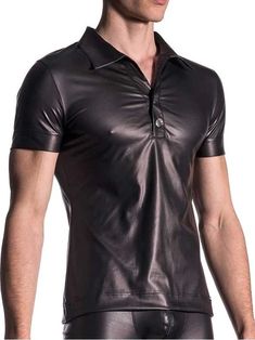 Casual Leather Men's Polo T-Shirt | All For Me Today Baggy Shirts, Leather T Shirt, Mens Polo T Shirts, Distressed Jacket, Men's Leather Jacket, Polo T Shirt, Biker Leather, Leather Shirt, Look Younger