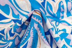 This silk has a light weight and a fluid drape. Luxury Blue Silk Scarves, Luxury Blue Silk Fabric, Luxury Blue Rectangular Silk Scarf, Luxury Artistic Blue Silk Scarf, Emilio Pucci Printed Silk Scarf, Gunmetal Grey, Black Abstract, Quality Fashion, Design Fashion