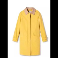 New Isaac Mizrahi Yellow Collared Jacket/Coat Target 20th Anniversary Sz Xs Msrp $55 Yellow Raincoat With Pockets For Fall, Winter Single-breasted Raincoat For Work, Winter Workwear Raincoat Single Breasted, Winter Workwear Raincoat, Single-breasted, Fall Raincoat For Workwear With Pockets, Fall Raincoat With Pockets For Work, Fall Workwear Raincoat With Pockets, Fitted Fall Raincoat For Workwear, Fitted Fall Workwear Raincoat