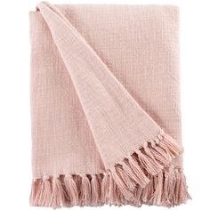 a blanket with fringes on the bottom and one side folded in light grey linen