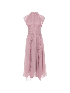 This is a romantic and feminine dress by Sincethen that is made out of high quality and sturdy material. With distinctive mood of the design and comfortable wear, you can style it for your casual daily outfit.- Back zipper closure- Unique shirring detail overall- Romantic and feminine mood Feminine Chiffon Midi Dress For Daywear, Feminine Ruched Chiffon Midi Dress, Chic Chiffon Midi Dress For Daywear, Feminine Silk Midi Dress With Ruffles, Feminine Silk Midi Dress For Garden Party, Flowy Feminine Evening Dress, Flowy Feminine Midi Dress For Cocktail Occasions, Feminine Flowy Midi Dress For Cocktail Occasions, Flowy Feminine Midi Dress For Cocktail