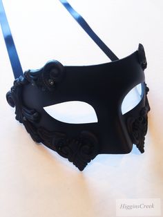 Mens Masquerade mask for parties events weddings Men's Luxury mask in black with Black Diamonds I N C L U D E D All Masks come with matching double sided satin ribbons attached. S H I P P I N G - Processed same day or within 24 hours. 1-2 day guaranteed delivery services offered, add items to cart and click on shipping tab for rates. Pls leave a check out note with your need date & contact number (especially for expedited and custom orders) Msg for delivery time frames (Include your state/co Black Eye Mask For Masquerade, Black Masquerade Mask For Halloween Wedding, Elegant Black Mask For Costume Party, Elegant Black Masks And Prosthetics For Theater, Black Formal Masquerade Mask For Halloween, Black Formal Eye Mask Masquerade, Elegant Black Masks And Prosthetics For Party, Elegant Black Party Masks And Prosthetics, Elegant Black Masks And Prosthetics For Evening