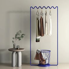 Blue Sine Clothes Rack Cloth Rack Bedroom, Clothes Rack Entryway, Modern Clothes Rack, Clothing Rack In Office, Unique Clothing Rack, Modern Coat Hanger, Wall Mount Clothing Rack, Cool Clothing Rack, Cloth Stand Design